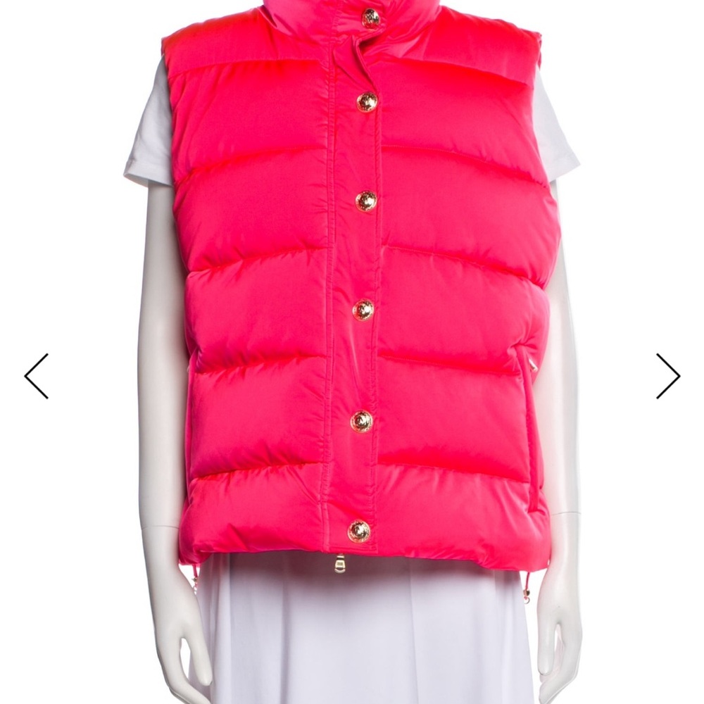 L'AGENCE Neon Coral Puffer Vest